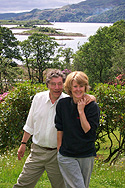 Our Scottish hosts Paul & Deborah, Kestrel in background